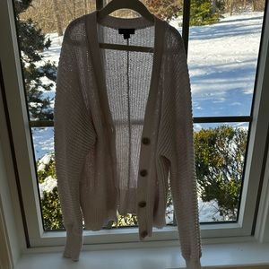 NWT Ann Taylor medium cardigan in off white / light heather oatmeal cream